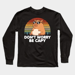 Don't Worry Be Capy Retro Long Sleeve T-Shirt